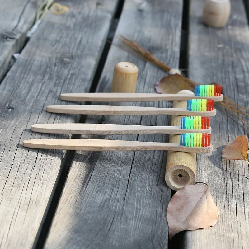 

Sdatter Colorful Head Bamboo Toothbrush Wholesale Environment Wooden Rainbow Bamboo Toothbrush Oral Care Soft Bristle