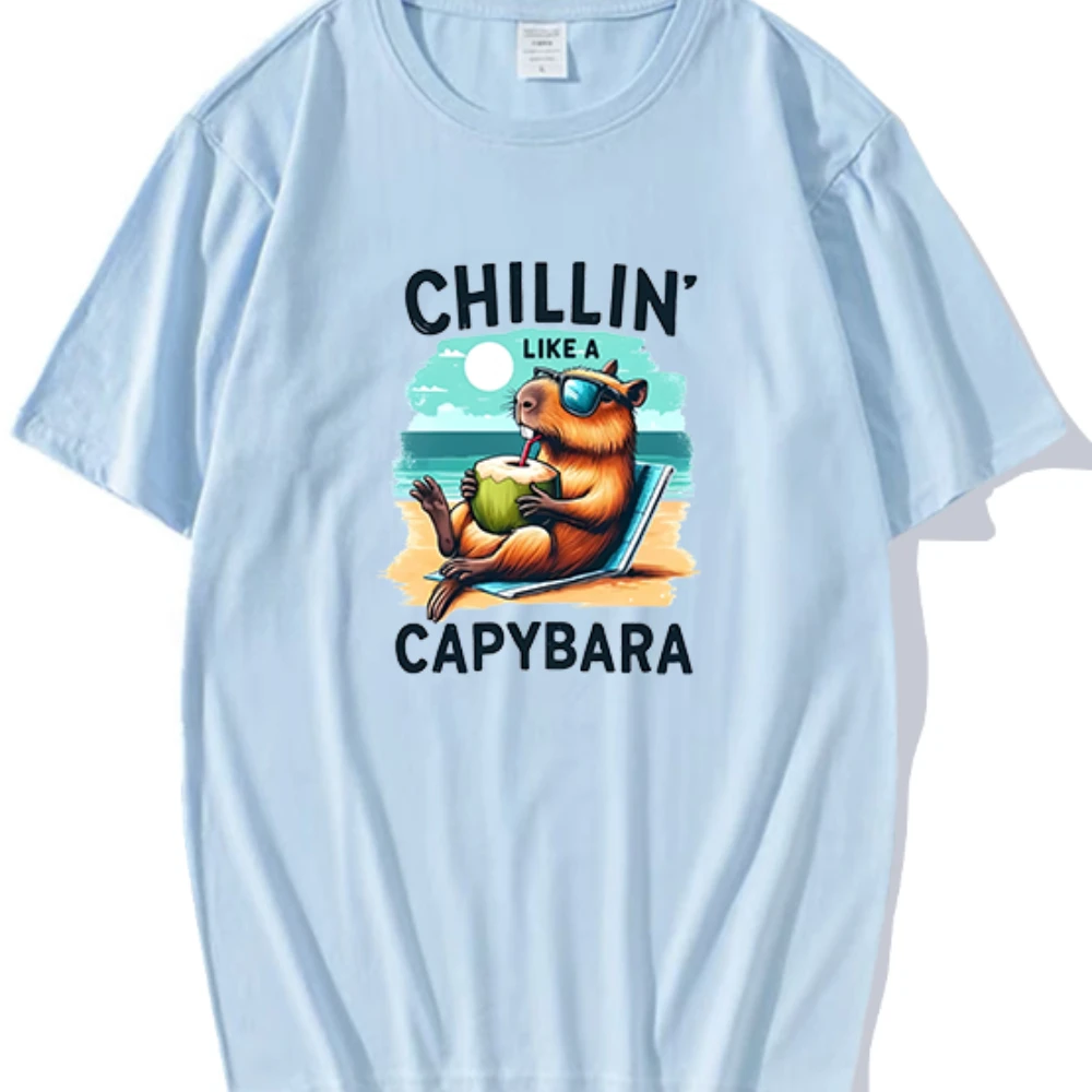 Capibara y2k Śmieszne Kreskówki Minimalistyczne Męskie T-shirty Damskie Neutralne Casualowe Topy Oryginalne Kobiety ropa de mujer grafika mężczyźni t shirty