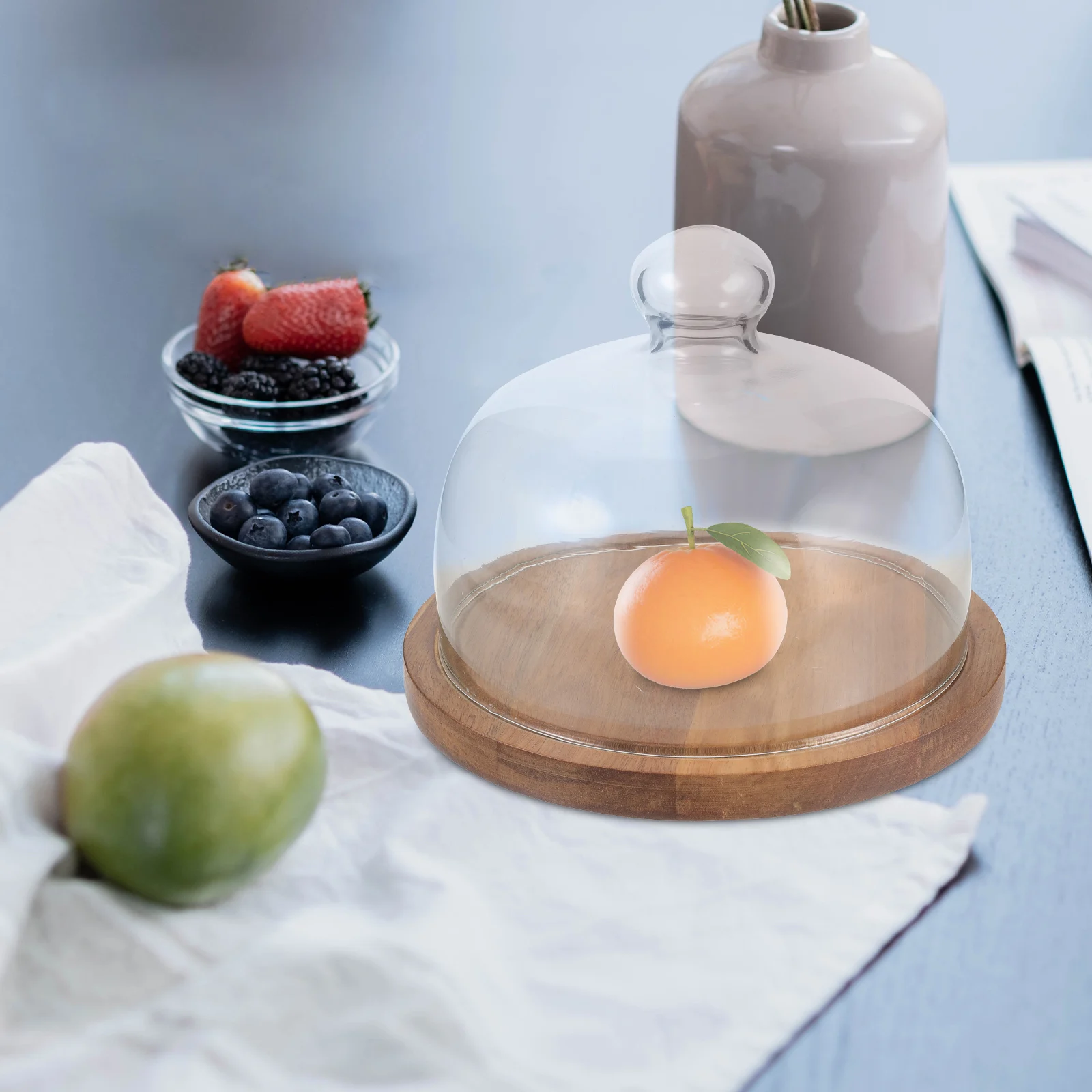 Деревянный торт из акации St 13 см, стеклянная купольная крышка, маленький фруктовый торт St с крышкой, тарелка для хлеба, деревянная стойка для хранения дисплея