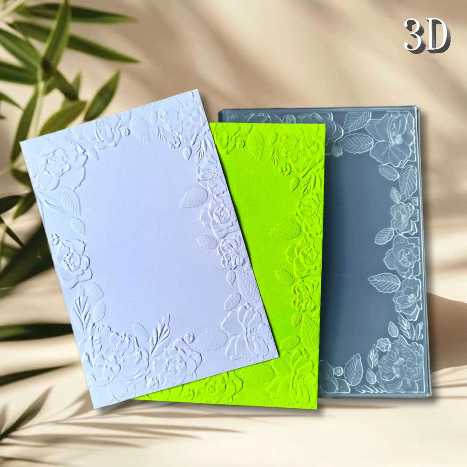 Verschiedene 3D-Blumenrahmenordner mit Texturmustern – DIY-Scrapbook-Bastelbedarf, verwendet, um weiße Kunststoff-Schablonenform zu schaffen