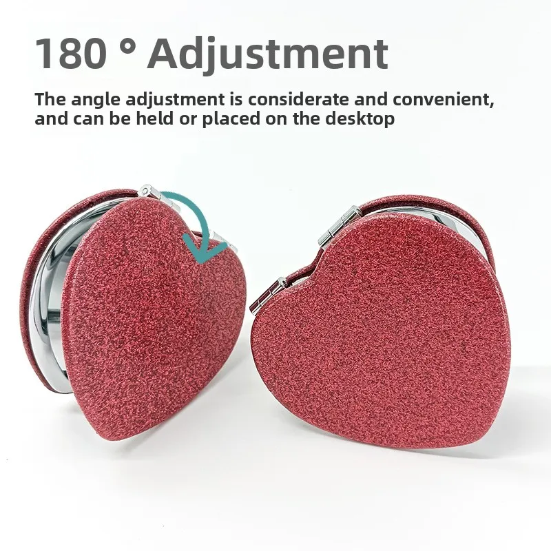 Espejo de maquillaje de doble cara con forma de corazón, polvo suelto, portátil, para novia, mamá, esposa, maestro, hermana, tía, cumpleaños, boda, 1 ud.