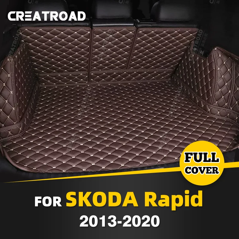 Auto Full Coverage Trunk Mat For SKODA Rapid 2013-2020 19 18 17 16 15 14 Car Boot Cover Pad Cargo Interior Protector Accessories