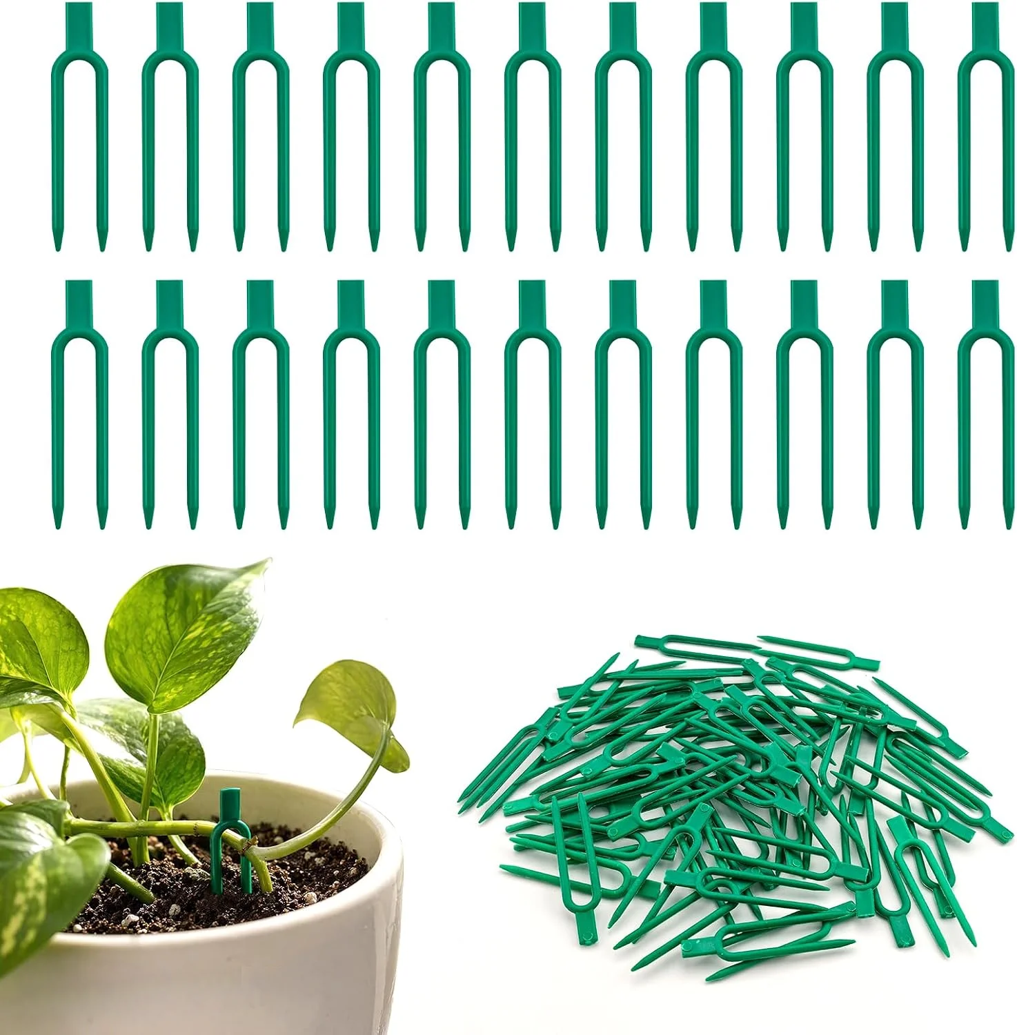 50PCS Strawberry Garden Plants Fastening Fixture Clamp Clips Planting Fork Green Stolon Fixator Watermelon Vine Pressing Tool