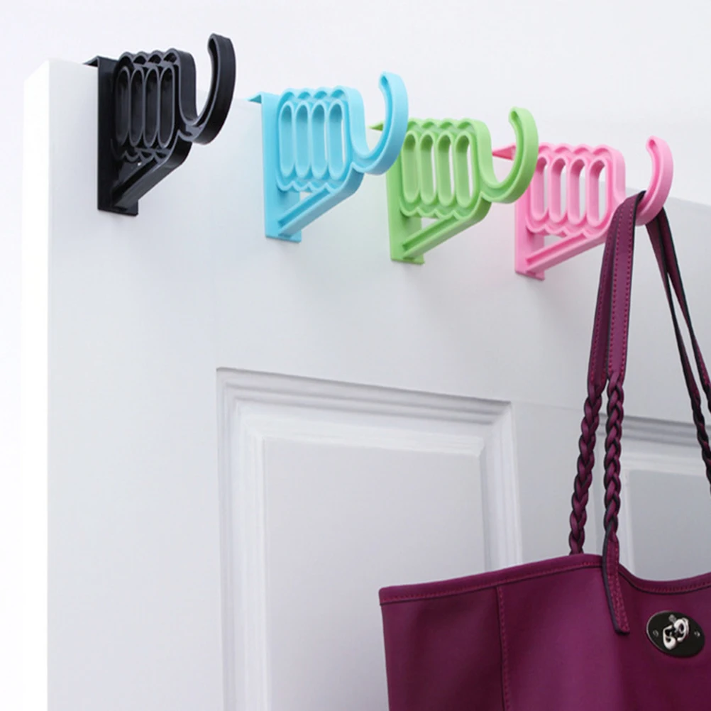 

4Pcs Over Door Hanger Hooks Plastic Rack Organizer for Clothes Bags Hats Scarfs Multi Purpose Hanging Storage Solution