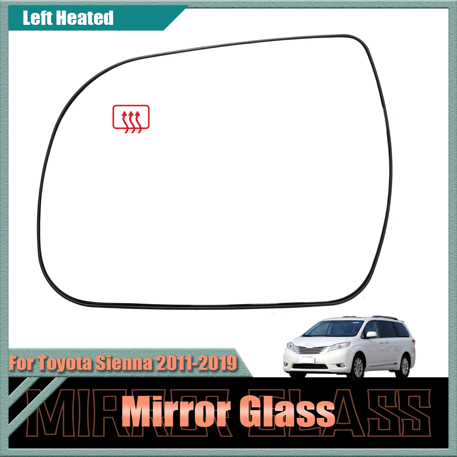 1PC White Mirror Glass For Toyota Sienna Car 2011 - 2019 Left Driver Side Rearview Heated Function Waterproof Large Vision