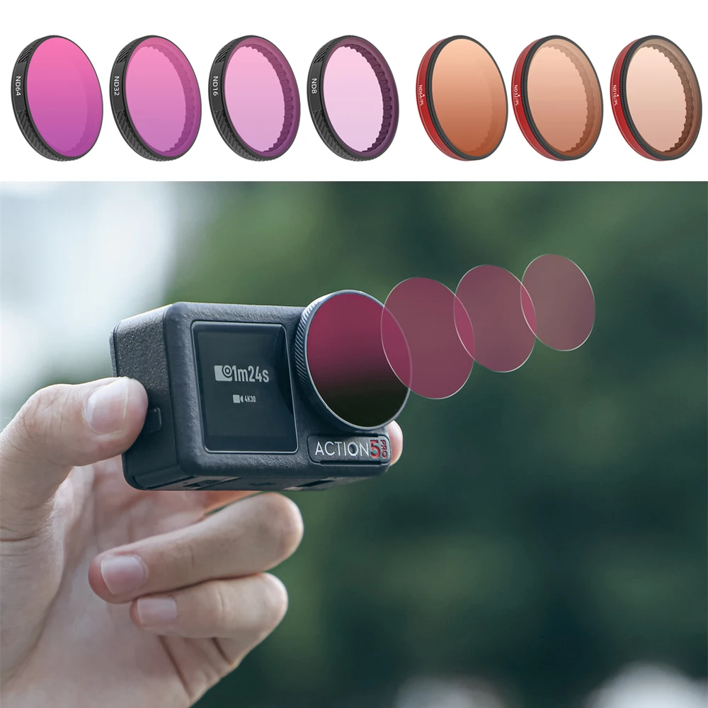 For DJI OSMO Action 3/4/5 Pro Lens Filter Set UV/ND8/16/32/64 Adjustable Polar CPL Filters Kit For OSMO Action 5 Quick-Release