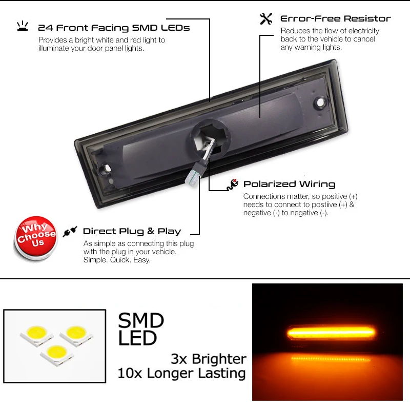2xFor Chevrolet Suburban C10 C20 C30 LED Front Bumper Side Marker Light Turn Signal Lamps GMC C1500 C2500 C3500 Jimmy OEM#915557
