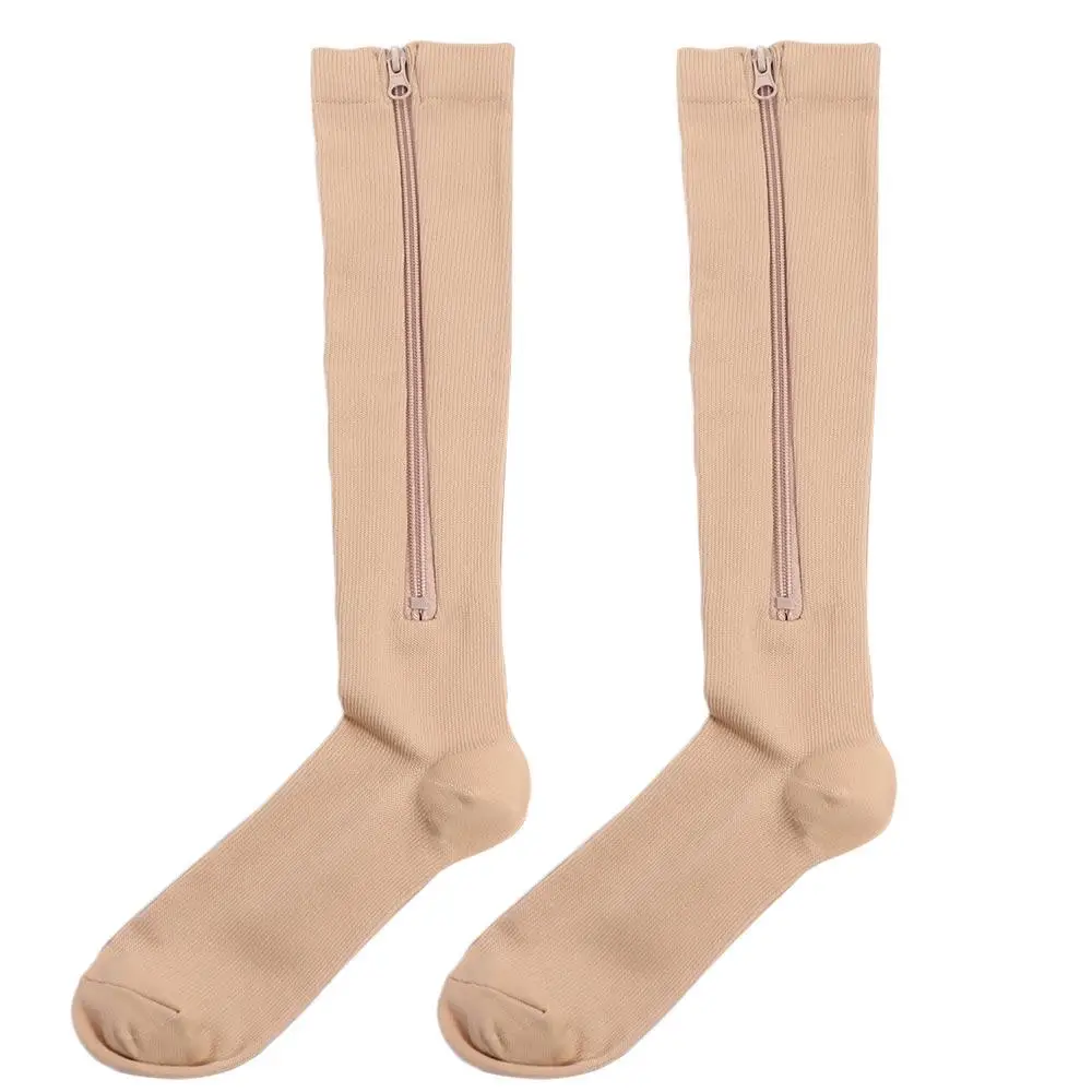 

Nylon Compression Zipper Socks Stockings Colour of Skin Varicose Veins Socks Calf Stretch Socks Closed Toe
