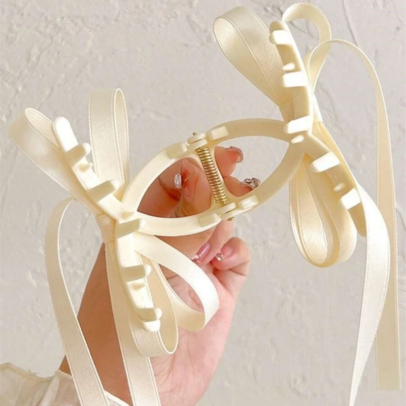 

Elegant Bowknot Hair Claw for Women Korean Style Ribbon Bow Shark Gripper Girls Exquisite Half Tied Hair Clip Hair Accessories