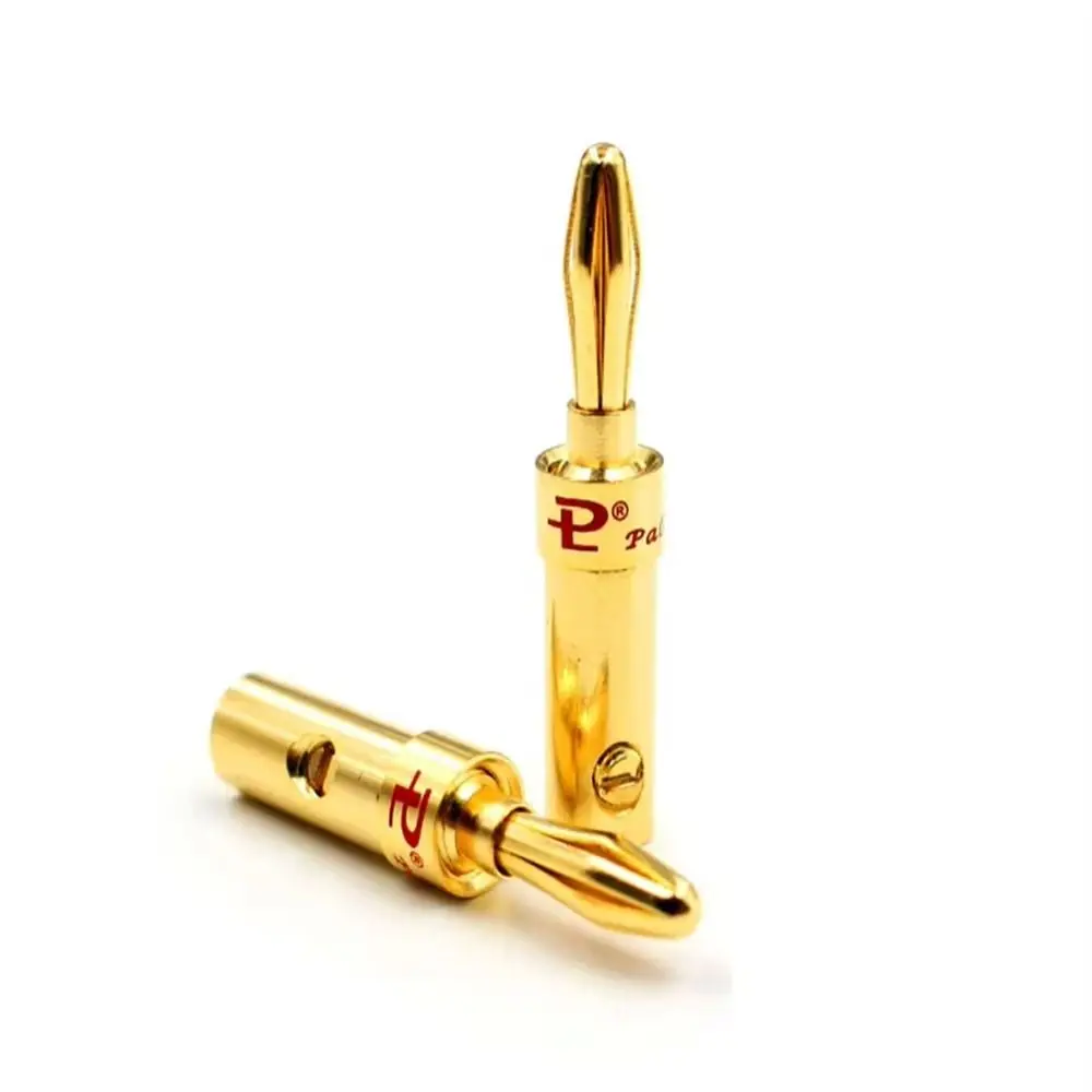 2Pcs Gold-plated Copper Cross Banana Speaker Plug Black Red for Speaker Wire Amplifier Audio Connector Adapter