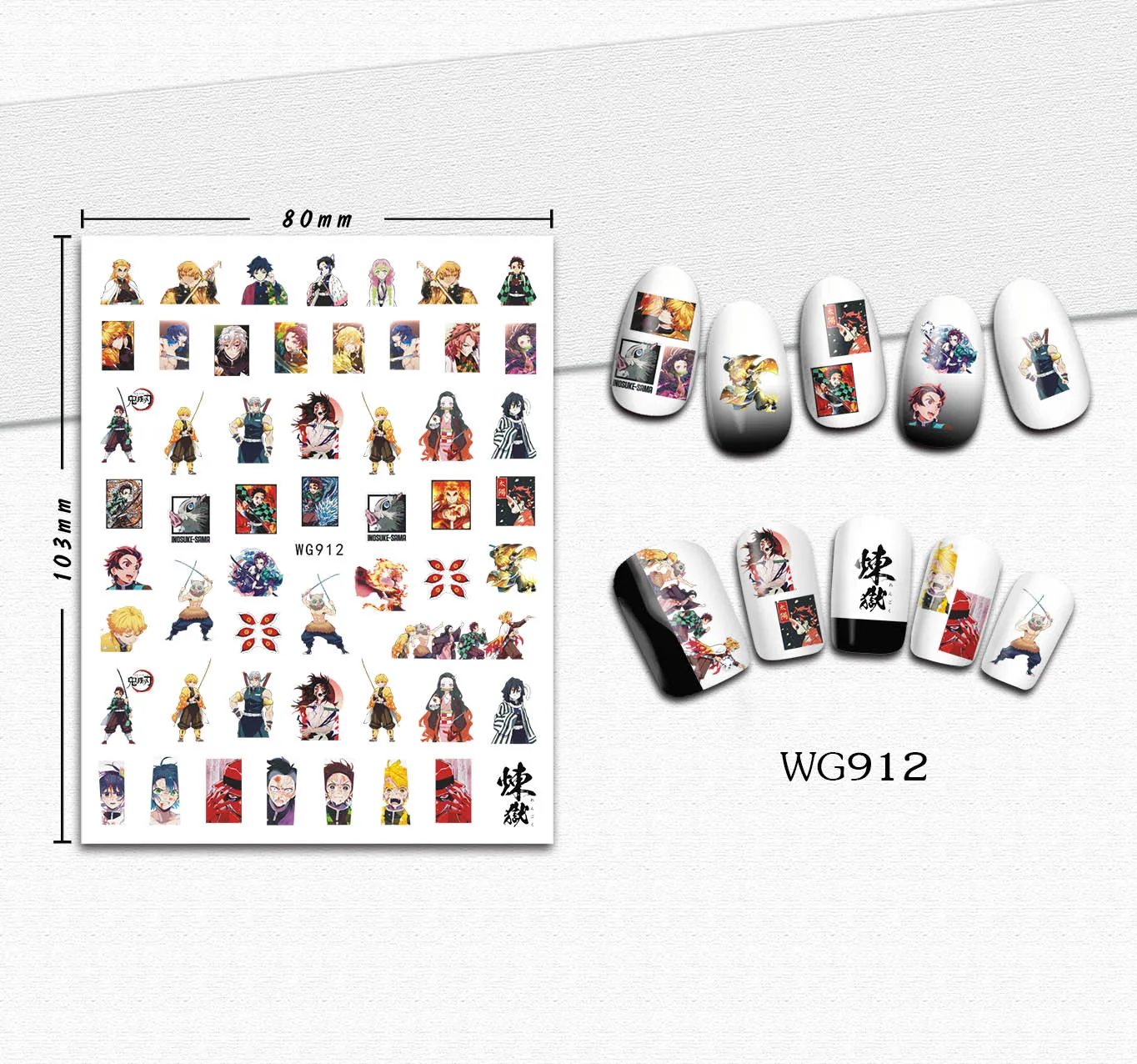 1 Stück Neue 5D Demon Slayer Nagelaufkleber Nezuko Tanjiro Hashira Giyu Tomioka Nagelkunst-Zubehör Mitsuri Kanroji Nagelteile – Detail 5