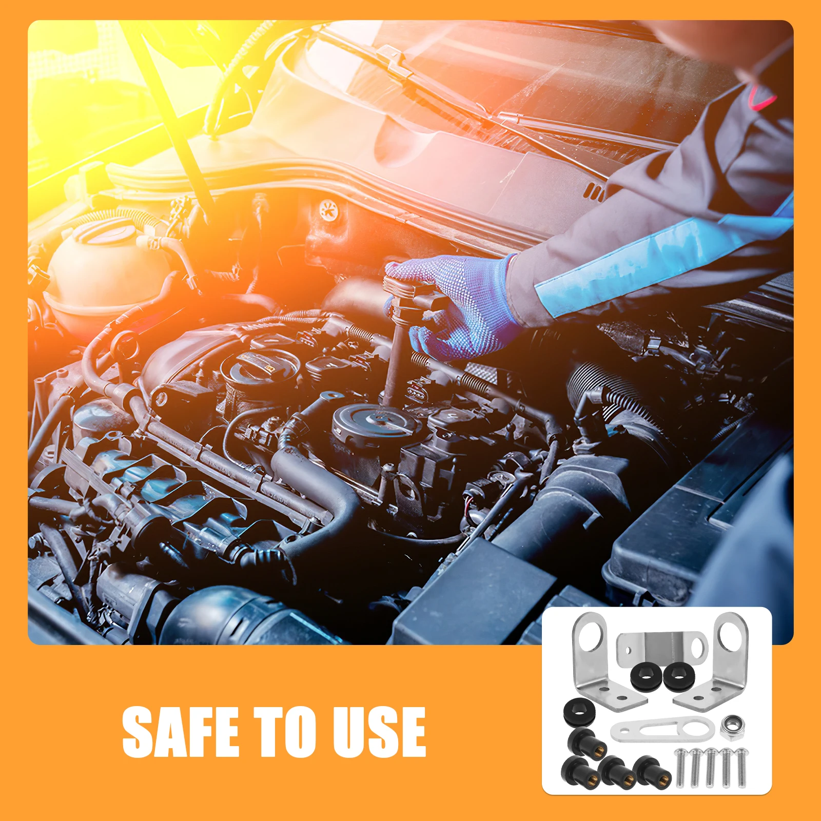 

1 set 1 Set Of Support Brackets Metal Radiator Mount Kit Durable Rubber Bracket For Enhanced Cooling Engine Protection Universal