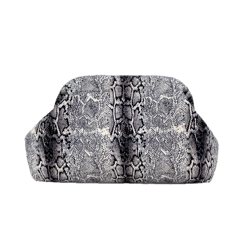 Vintage-Clutch mit Schlangenmuster, Herbstmode, Damen-Abendtasche, weich, plissiert, für Party, Hochzeit, Bankett, mit Verschluss.