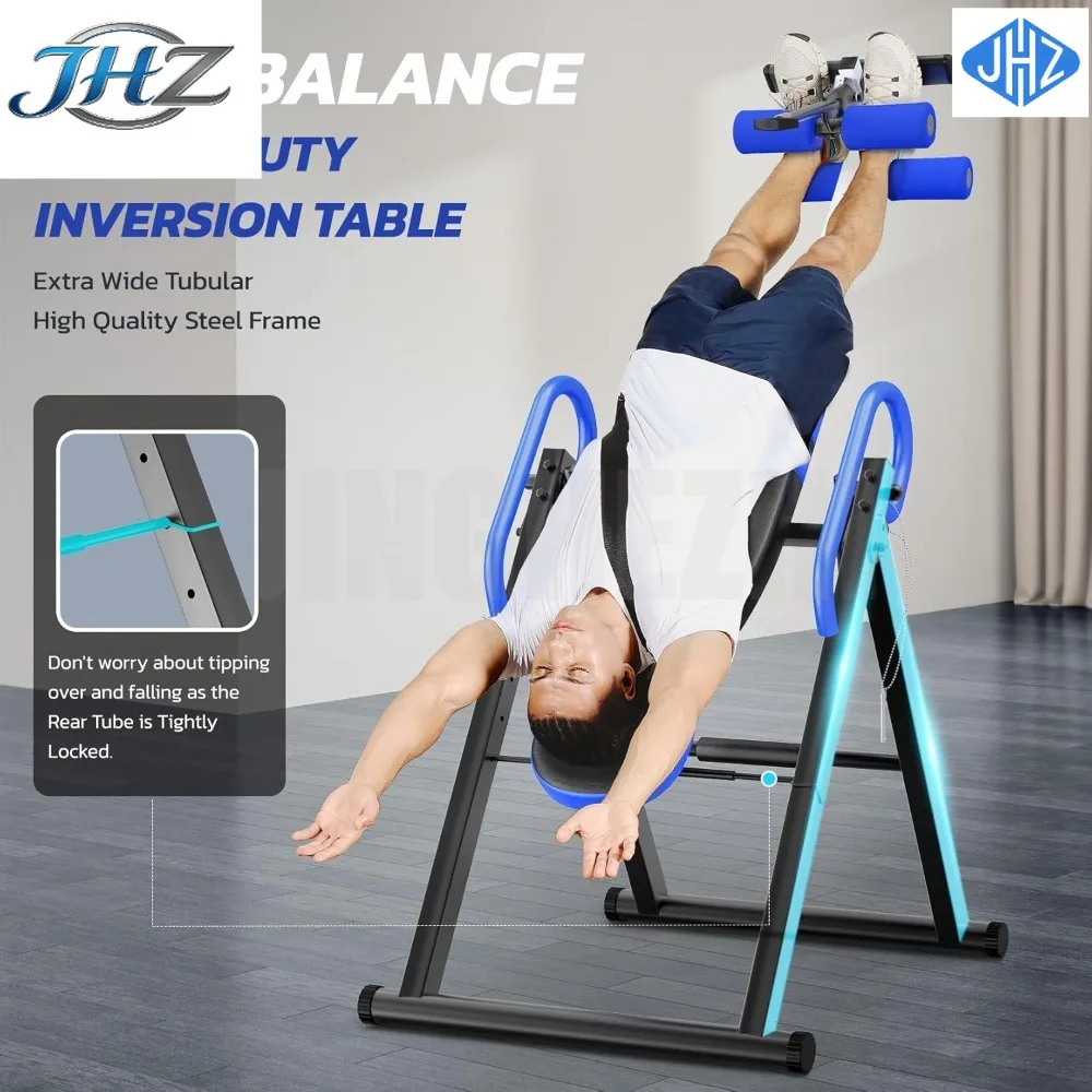 JHZ for High quality Gravity Heavy Duty Inversion Table w/Headrest&Adjustable Protective Belt Back Stretcher Machine for Pain Re