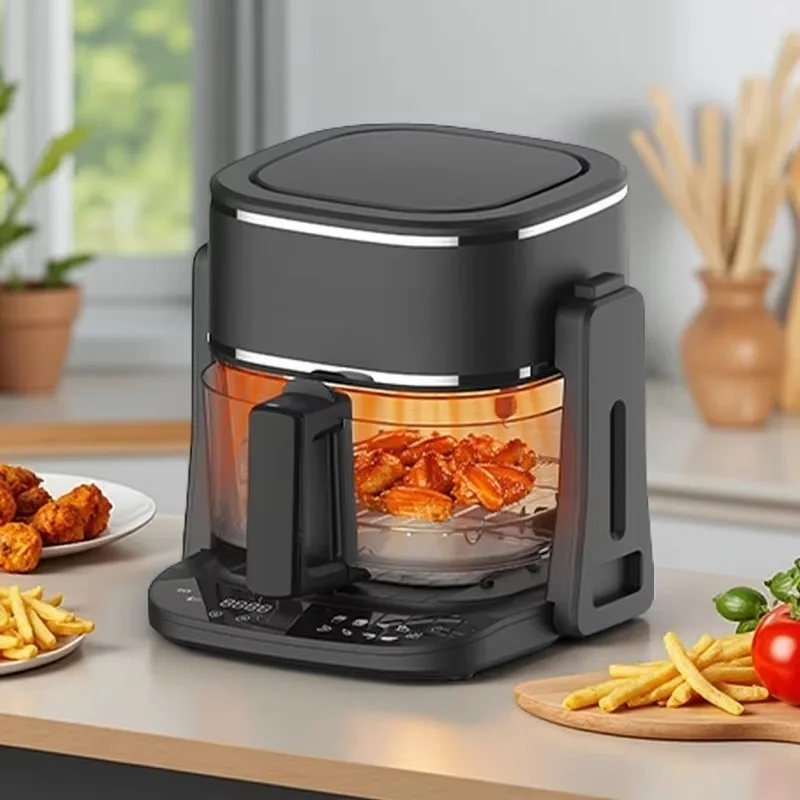 Fritadeira Elétrica Digital de Aço Inoxidável Airo Factory 4.5L com Vidro e Vapor, Sem Óleo