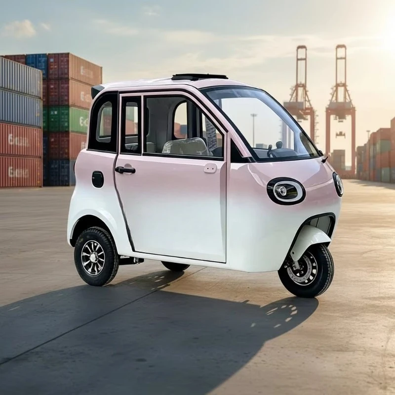New Adult 3-Seater Electric Cargo Tricycle 60V Mini New Energy Closed Vehicle for Rural Roads