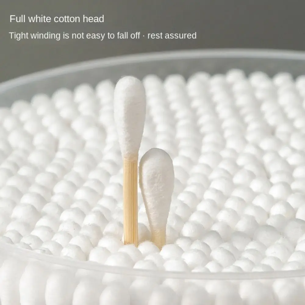 Tampone di cotone durevole a doppia testa Bastoncini imbottiti in legno Tamponi di cotone per pulizia multiuso Tampone di cotone usa e getta
