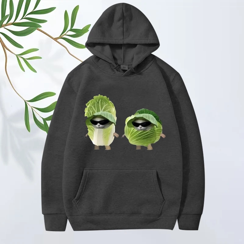 Cool lettuce cats Essential Graphic hoodie 2025 men ’s women funny fashion Long sleeve streetwear print  oversized hoodie unisex