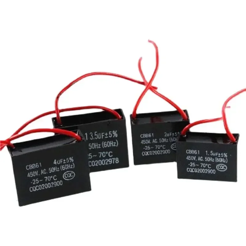 Capacitor de partida do ventilador cbb61 450v 0.8/1/1.2/1.5/2/2.5/3/3.5/4/4.5/5/6/7/8/10/12/14/15/16/18/20/25uf para exaustor de 400v 500v