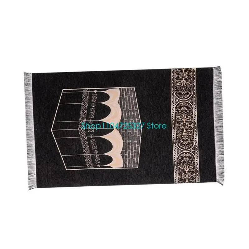 D8KF Islamic Prayer Mat Soft Worship Kneel Floor Carpet with Tassels Muslims Gift