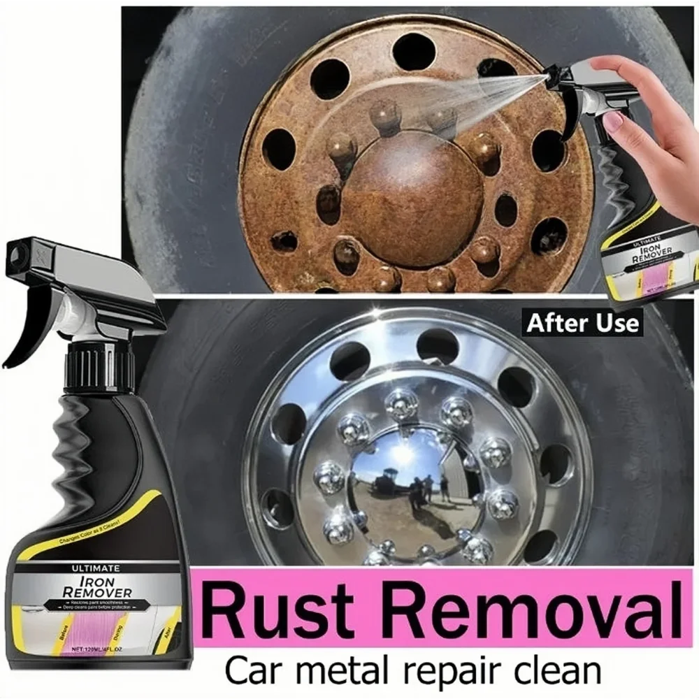 Car rust remover car wheel care quick remover car exhaust pipe rust removal spray cleaning metal iron powder