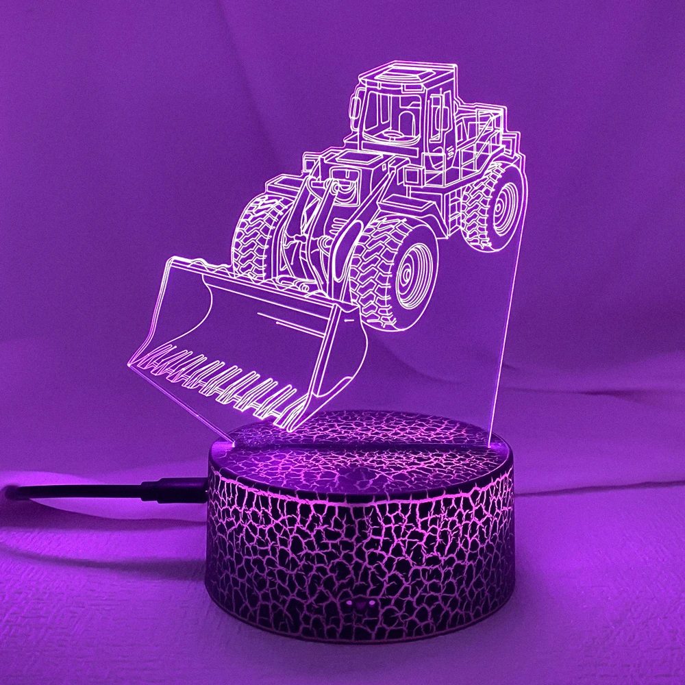 Newest 3d Illusion Lamp Bulldozer Nightlight for Child Bedroom Decor Color Changing Atmosphere Event Prize Led Night Lights Gift