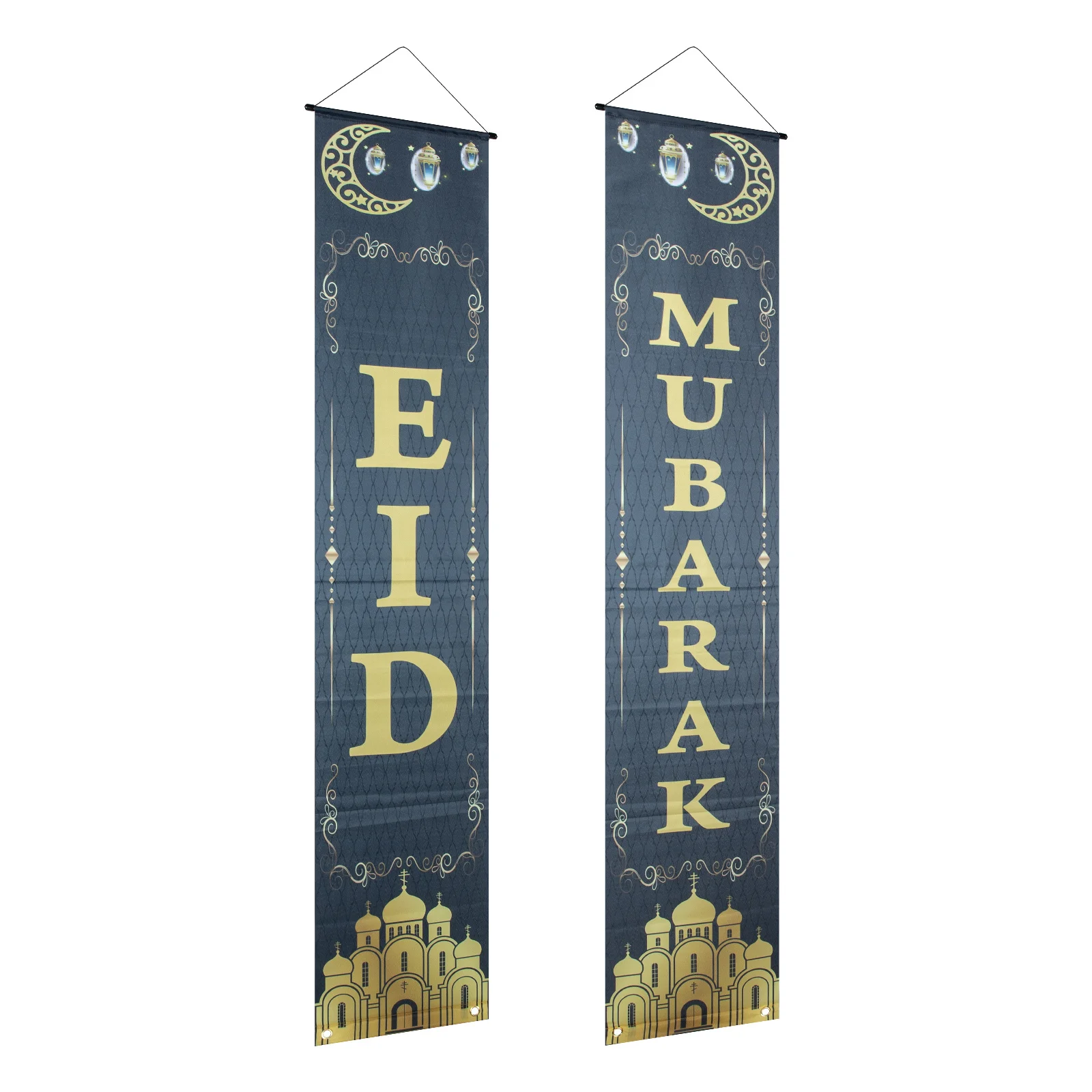 1 Para Eid Ramadan Mubarak Naklejki na Drzwi Duże Wiszące Dekoracje na Werandę Akcesoria Festiwalowe Dekoracje na Imprezę Ramadan Naklejki na Drzwi
