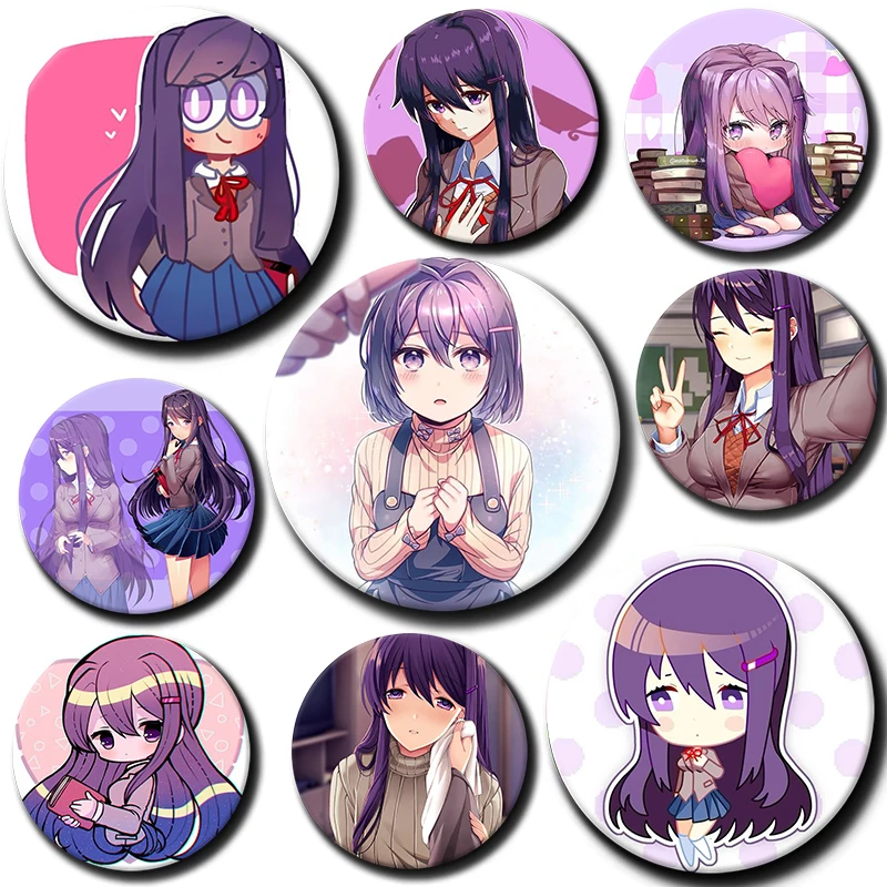 58mm Cartoon Character Yuri Soft Button Pin Tinplate Badge Anime Yuri Brooch Creative Badge for Backpack Clothes Decoration Gift