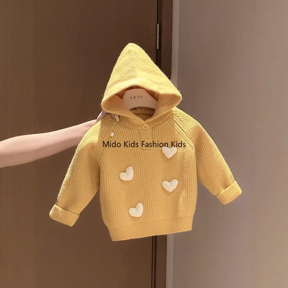 

Вязаный свитер с капюшоном для девочек от 1 до 12 лет, милый удобный теплый детский новый осенне-зимний модный свитер 90-140 см