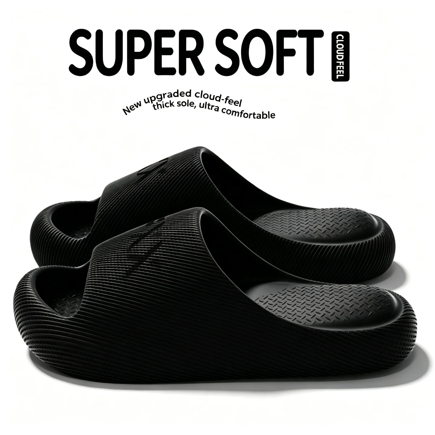 Damen- und Herren-Hausschuhe, dicke, weiche Sohle, rutschfest, „Cloud“-Design, schnelltrocknend, superweich, Badeschuhe, Hausschuhe für drinnen und draußen. – Detail 1