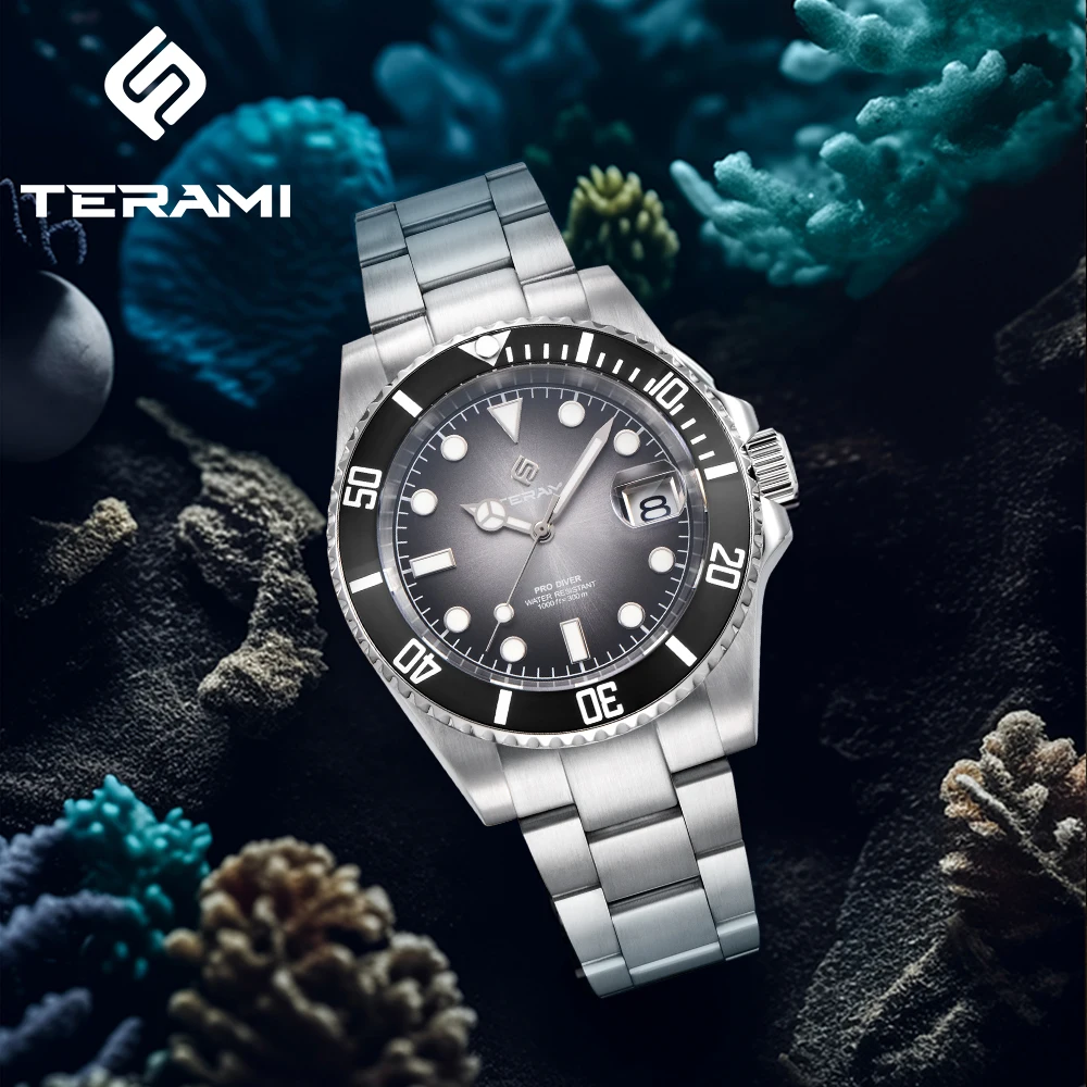 

LIGE Brand TERAMI Style Mechanical Man Watch Waterproof Sapphire 316L Case 300M Waterproof Diving Automatic Sport Men's Watches