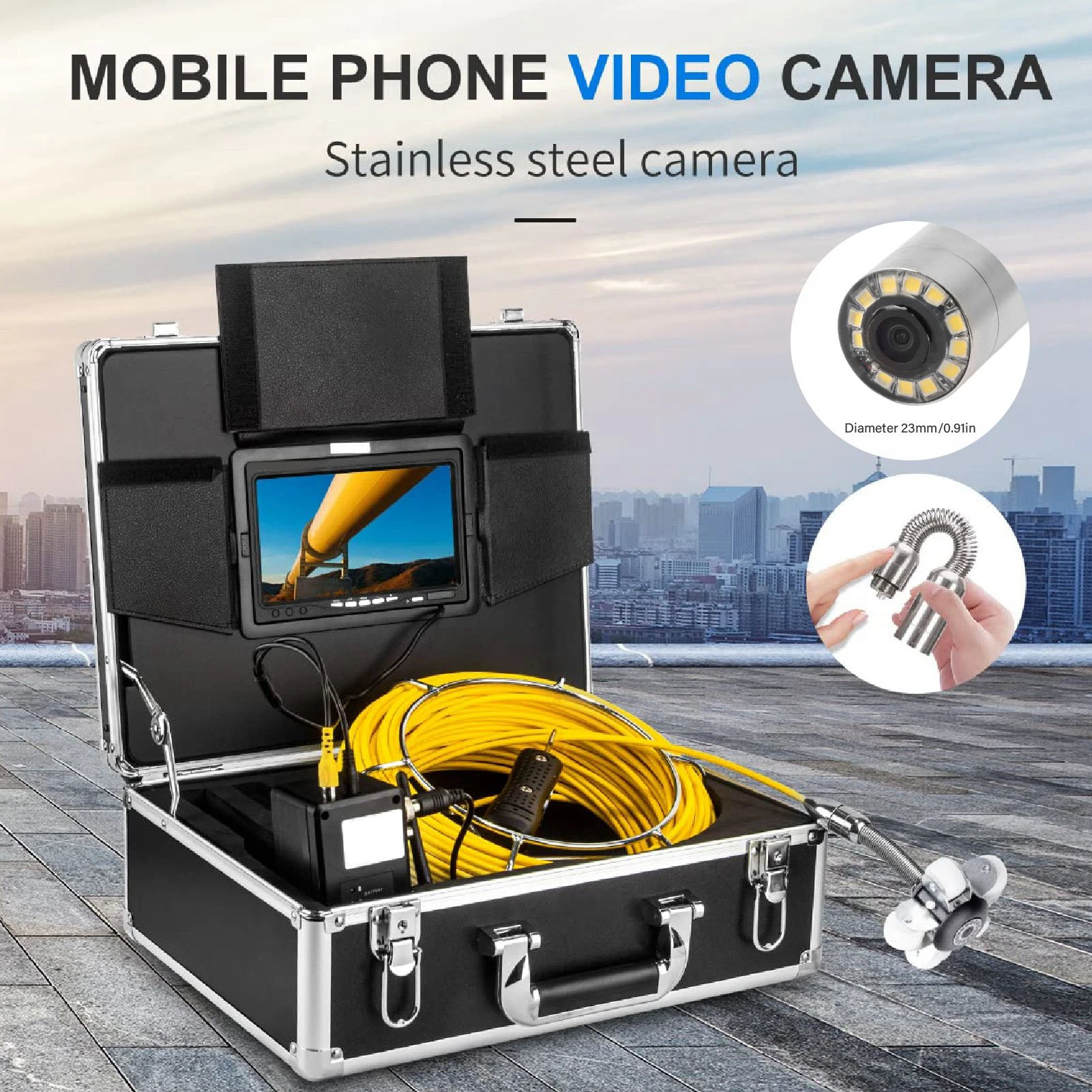 Pipe Inspection Camera Accessory 140 Degrees View Sewer Inspection Camera Head 23mm High Flexibility Spring for Pipe Camera
