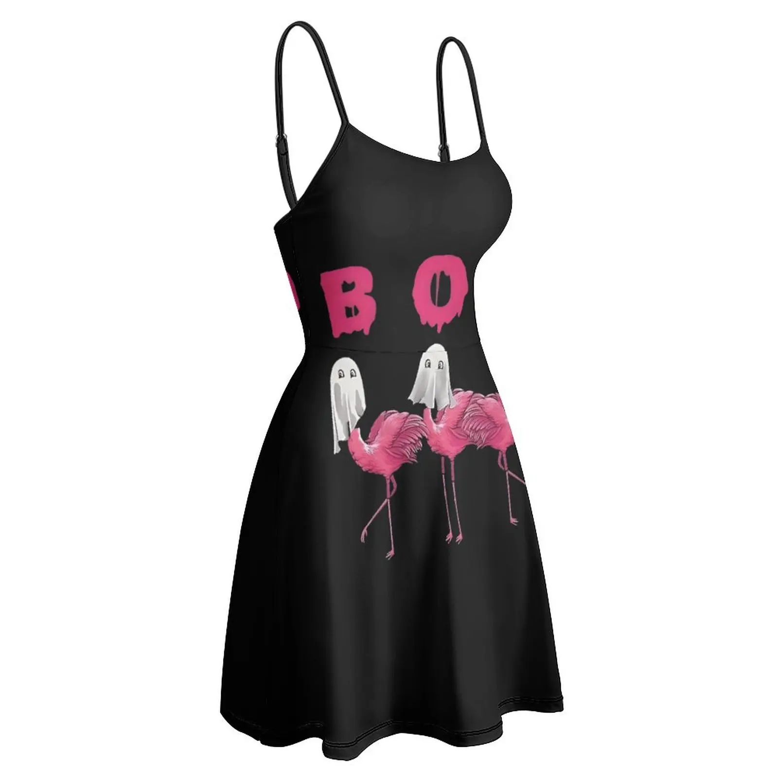 Boo Flamingo Ghosts Women's Sling Dress Top Quality Exotic  Woman's Dress Joke  Parties Suspender Dress view 3
