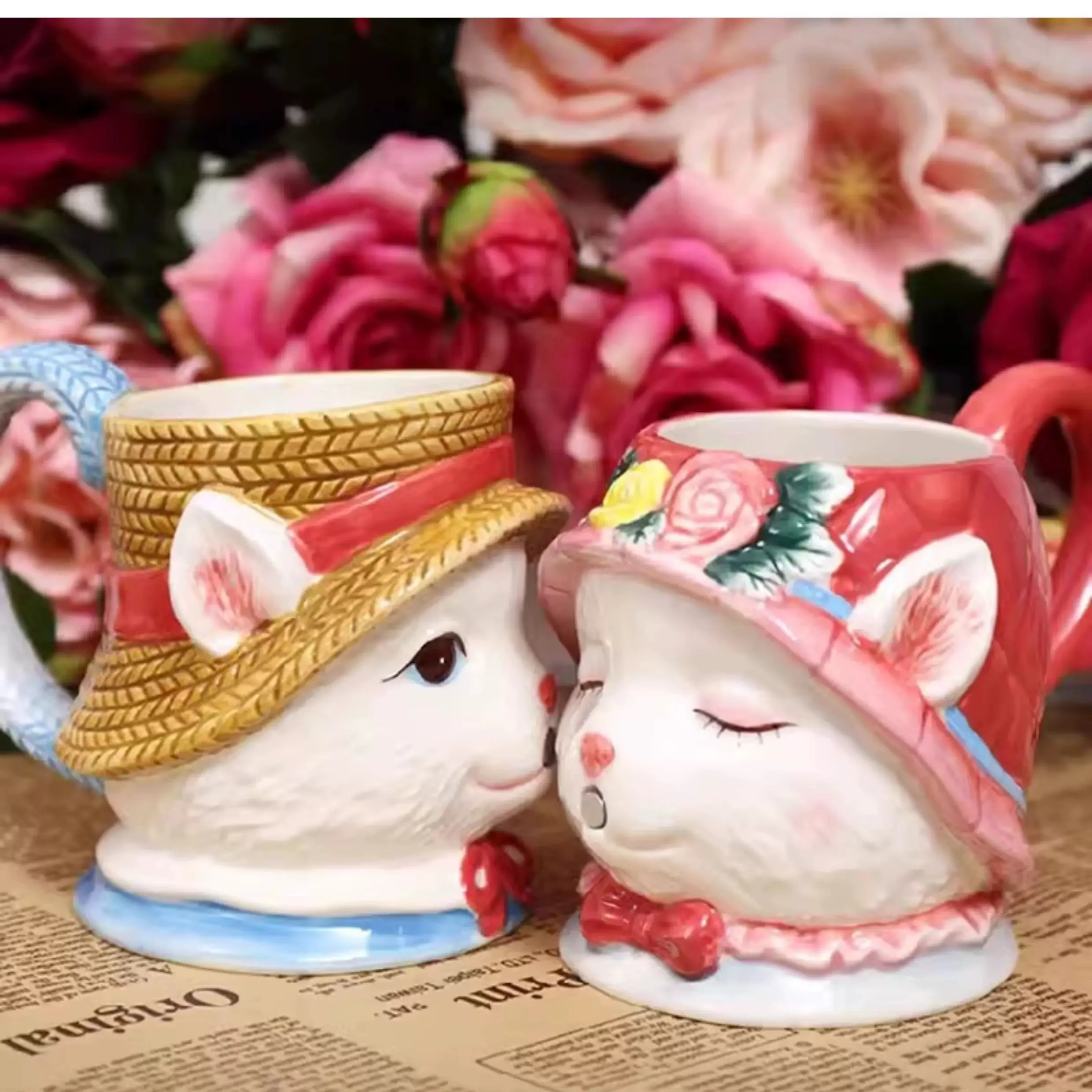 

Керамическая кружка, чашка для пары кошек, мультяшная милая чашка для воды