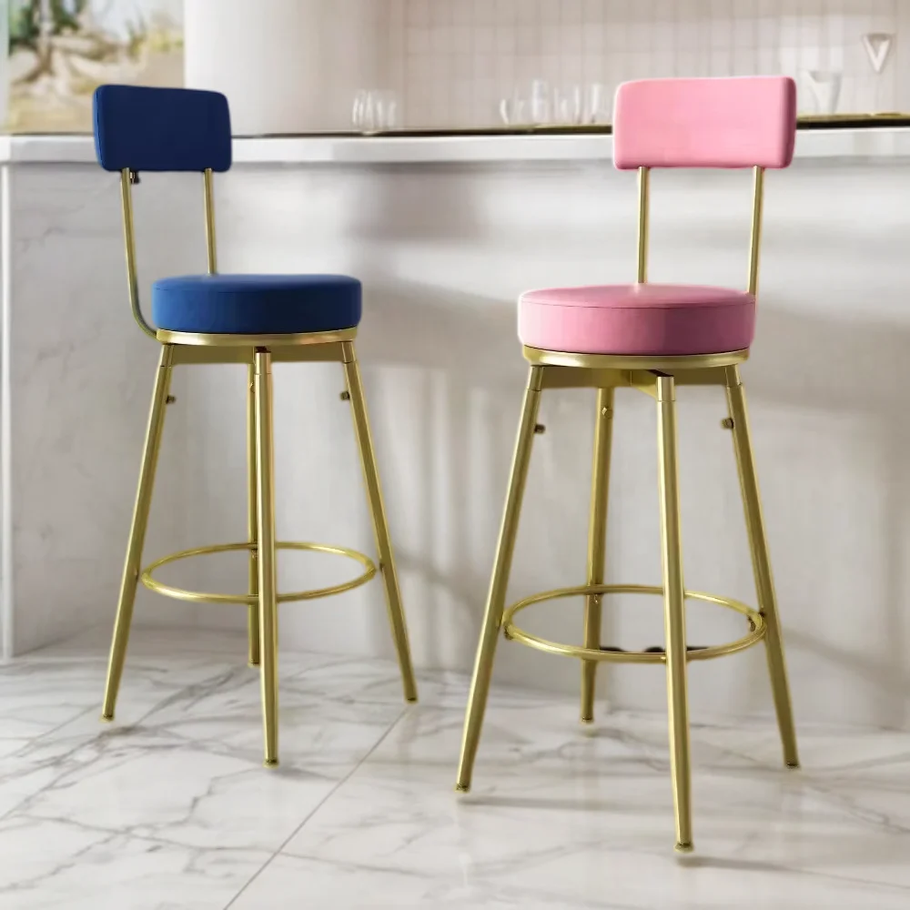 

High Kitchen Stools Bar Chair Backrest Modern Design Metal Lightweight Stool Living Room Garden Taburete Alto Beauty Furniture