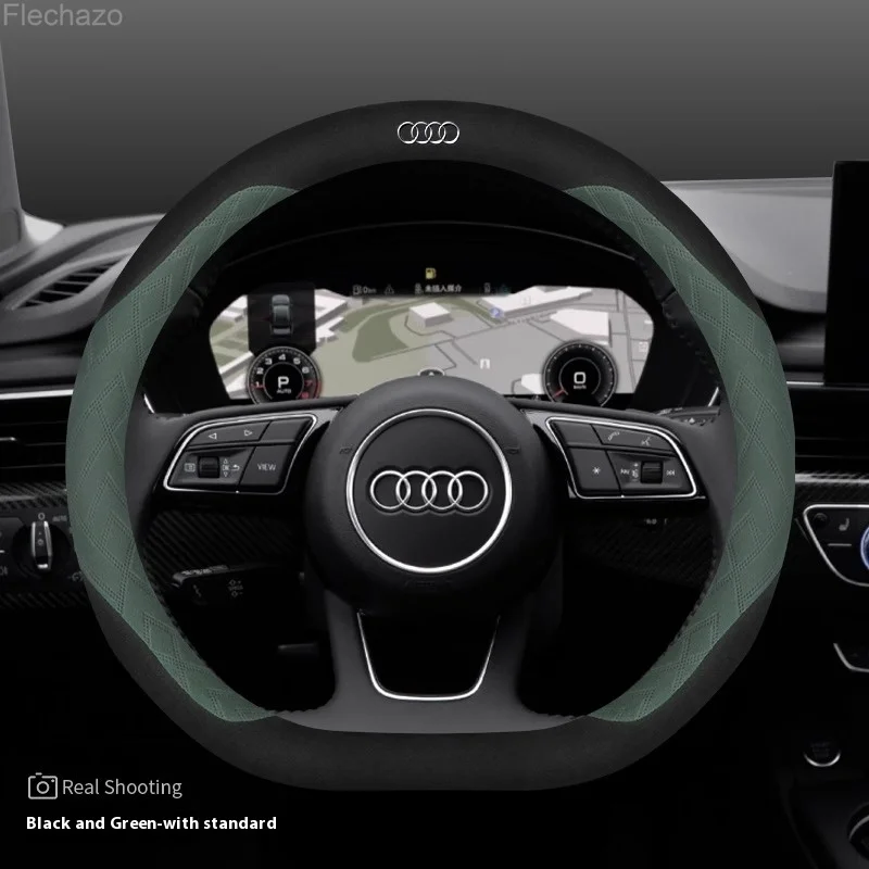 Car Steering Wheel Cover For Audi ABT A1 A2 A3 A4 A5 A6 A7 A8 Q2 Q3 Q4 Q5 Q7 Q8 TT RS3 RS4 RS5 RS6 RS7 S3 S4 S5 S6 S7 S8 S line view 3
