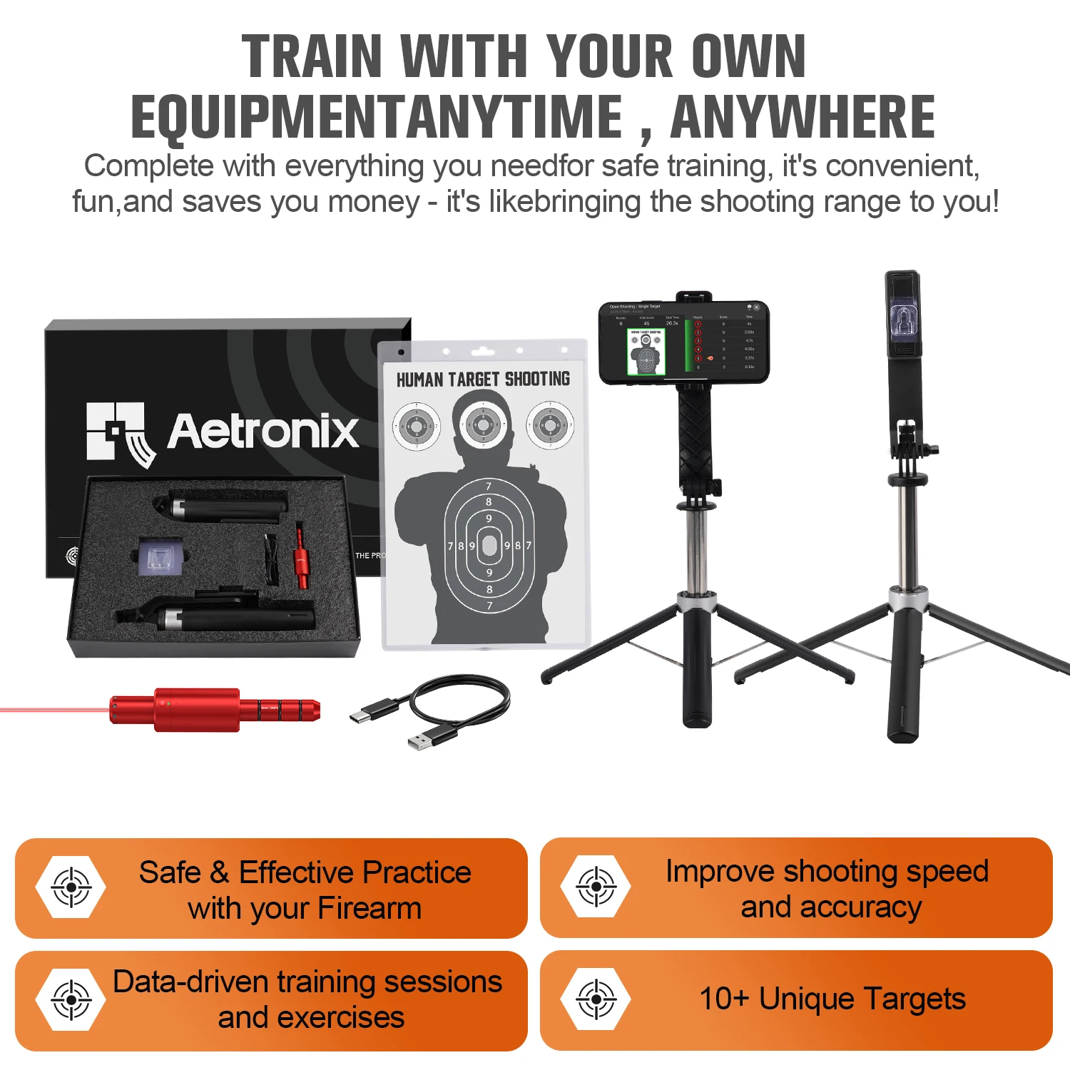 Professional Electronic Target Holder with Mobile Phone Stand Target Paper Set for Dedicated Dry Fire Aiming Training.