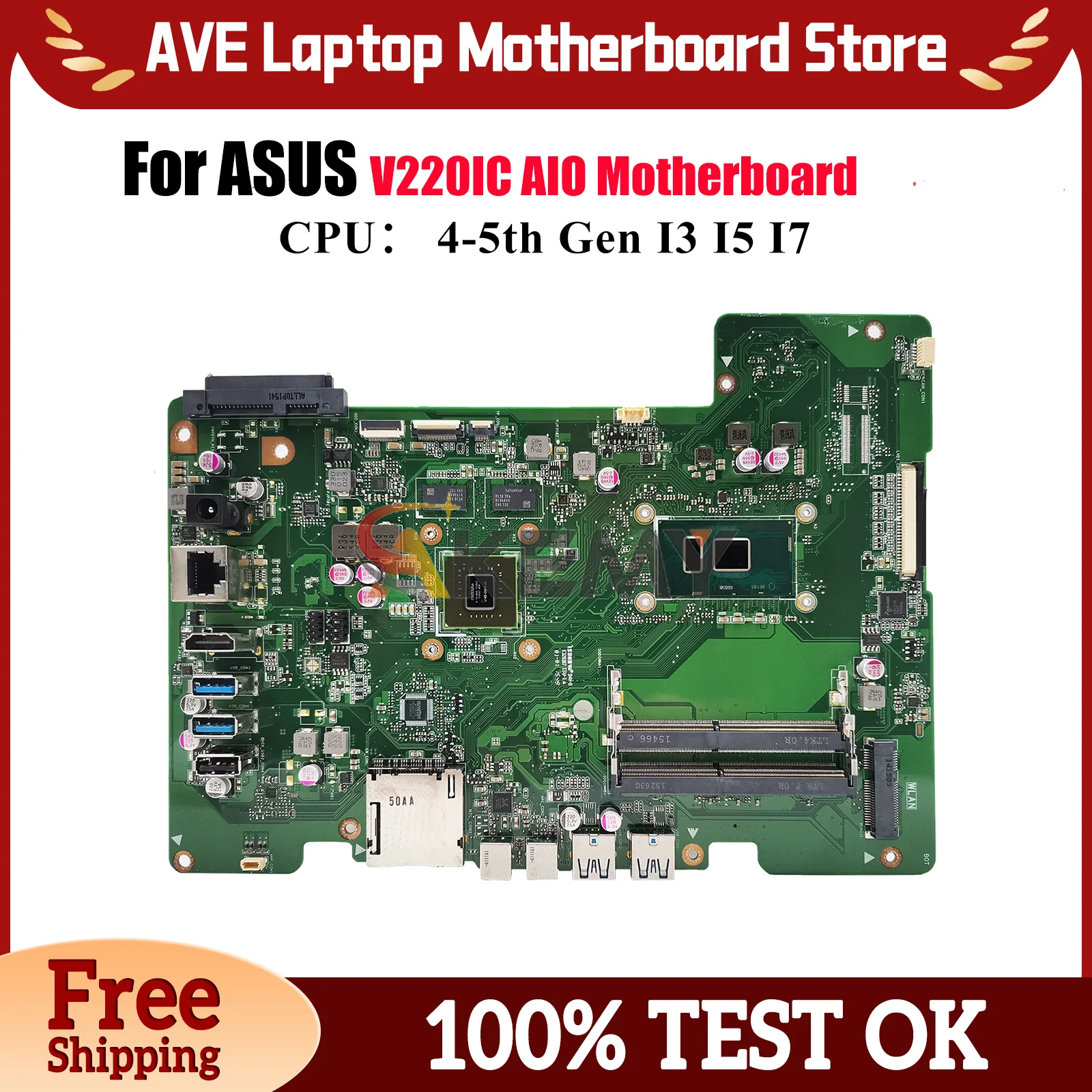 

V220IC Motherboard For ASUS Vivo AiO V220IB V220IC V220I V220IA Mainboard With I3 I5 I7 CPU 100% tests OK fast shipping stk