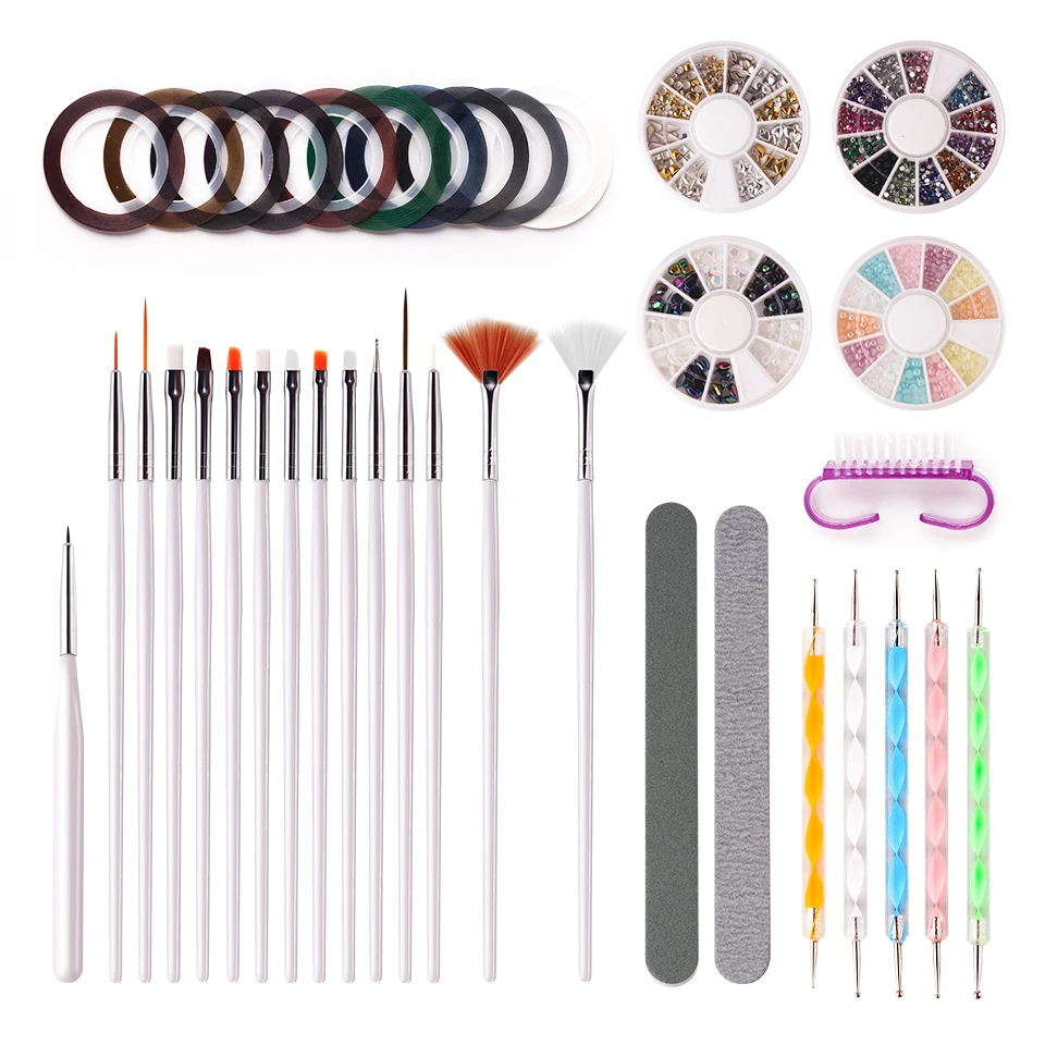 

Nail Acrylic Powder and Liquid Monomer Nails Art Decoration for Manicure Set Kit Crystal Nail Glitter 3D Nail Tips Carving Tools