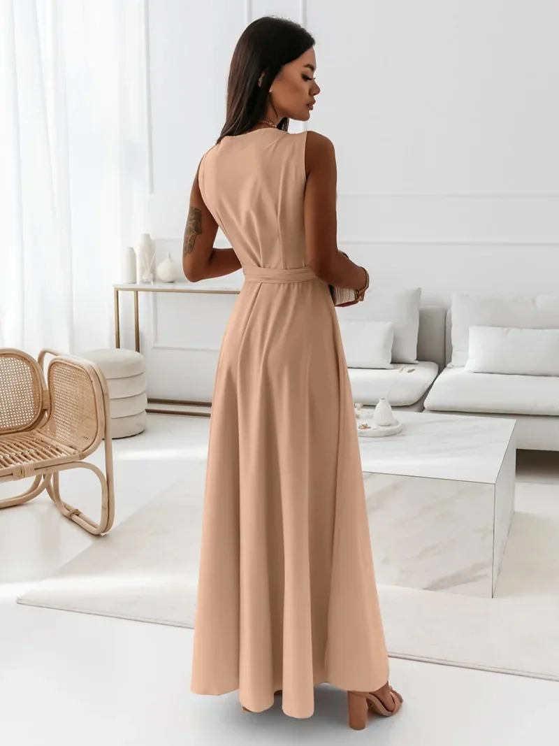 2025 sommer Neue Mode frauen Kleid Tie-neck V-ausschnitt Lange Abendkleid Kleid für Frauen Party Gala – Detail 23