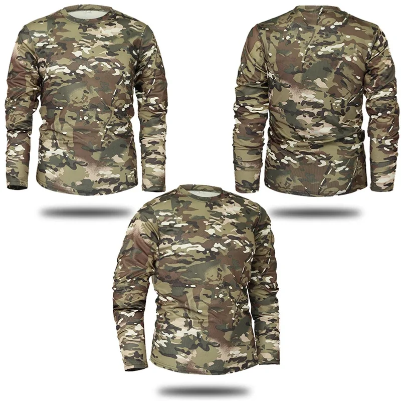 Camouflage Pattern Long Sleeve Tactical T-shirt for Men - Quick Dry Spring/Autumn Tee