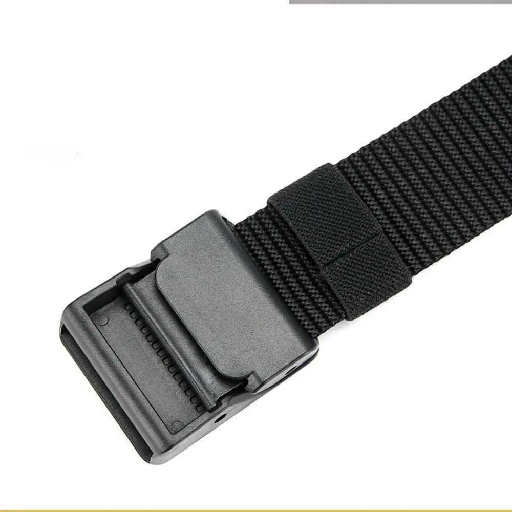 Fashion Adjustable Nylon Braided Belt Luxury Brand Design Casual Metal Free Waist Belt Leisure Plastic Buckle Waistband