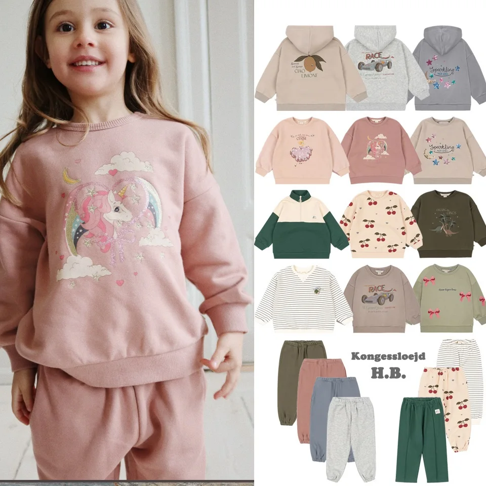 Sudadera para niños, traje, otoño 20224, nueva moda de dibujos animados, Sudadera con capucha para niños, suéter bonito de algodón para niñas, pantalones de chándal, ropa para niños