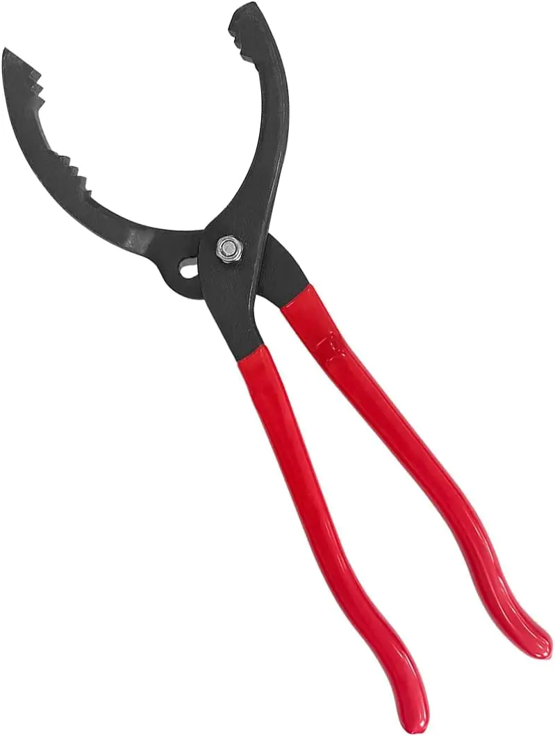 

12" Adjustable Oil Filter Pliers, Oil Filter Wrench Removal Tool, Nonslip Grips and Locking Jaw Design, Disassembly Dedicated Cl