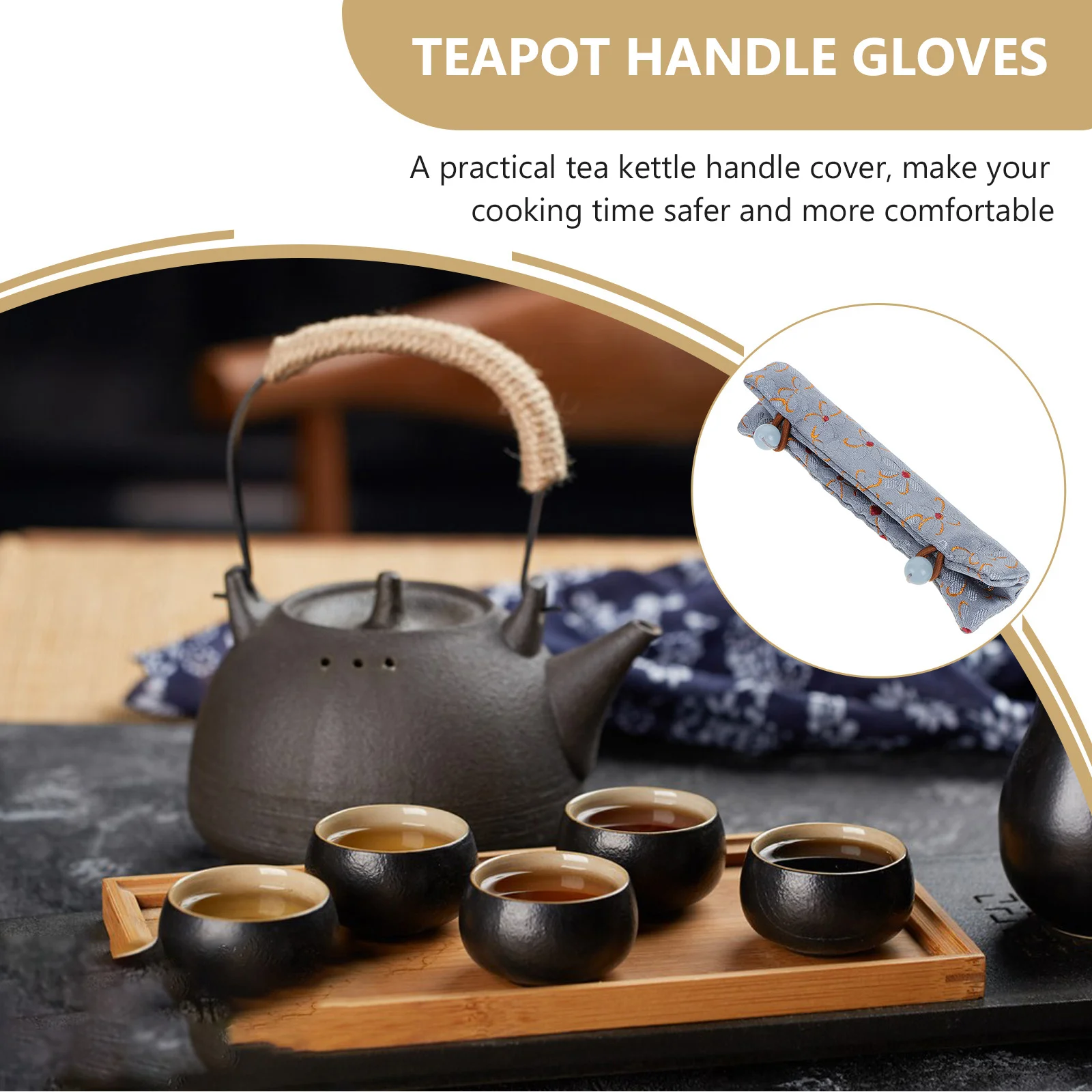 

Versatile Teapot Handle Cover Reliable Cloth Material Comfortable Grip Elegant Design Non-Slip Pot Sleeve Kettle Handle Cover