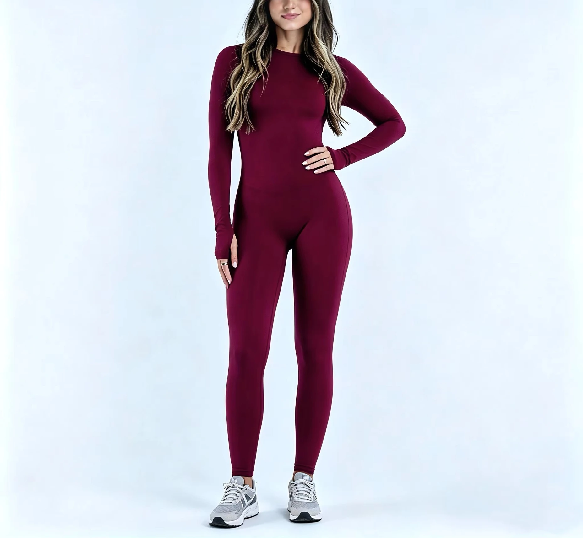 Impact Langarm-Hose Einteiler-Jumpsuit für Damen Rückenfrei Schlanke Passform Elastische Bauchkontrolle Yoga Fitness Sport Workout Bodysuit – Detail 6