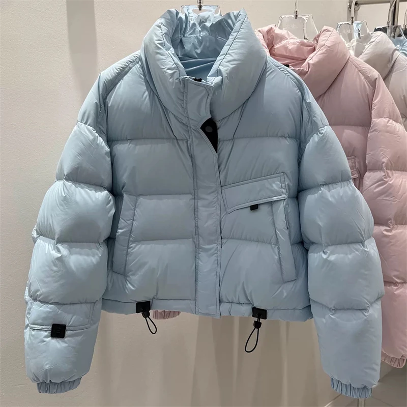Inverno 2025 feminino gola engrossado quente puffer jaqueta y2k moda de alta qualidade casual solto jaqueta