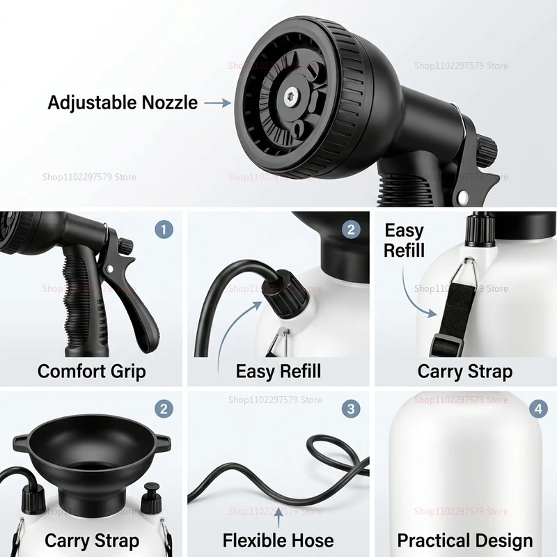 5L Portable Camping Shower Manual Pump 1.5m Hose Outdoor Water Heater Lightweight Easy Use for Camping Hiking Outdoor Activities view 3