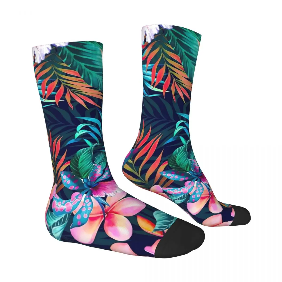 Tropical Floral Socks Deep Jungle Flowers Vintage Stockings Winter Non Skid Men Socks Breathable Design Outdoor Sports Socks