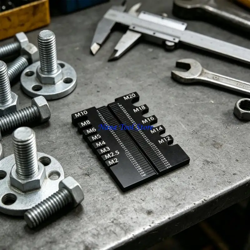 31GJ Multiple Size Bolt Thread Checker And Length Measuring Tool For Mechanical Repair And Assembly Double Side Metric Bolt Size